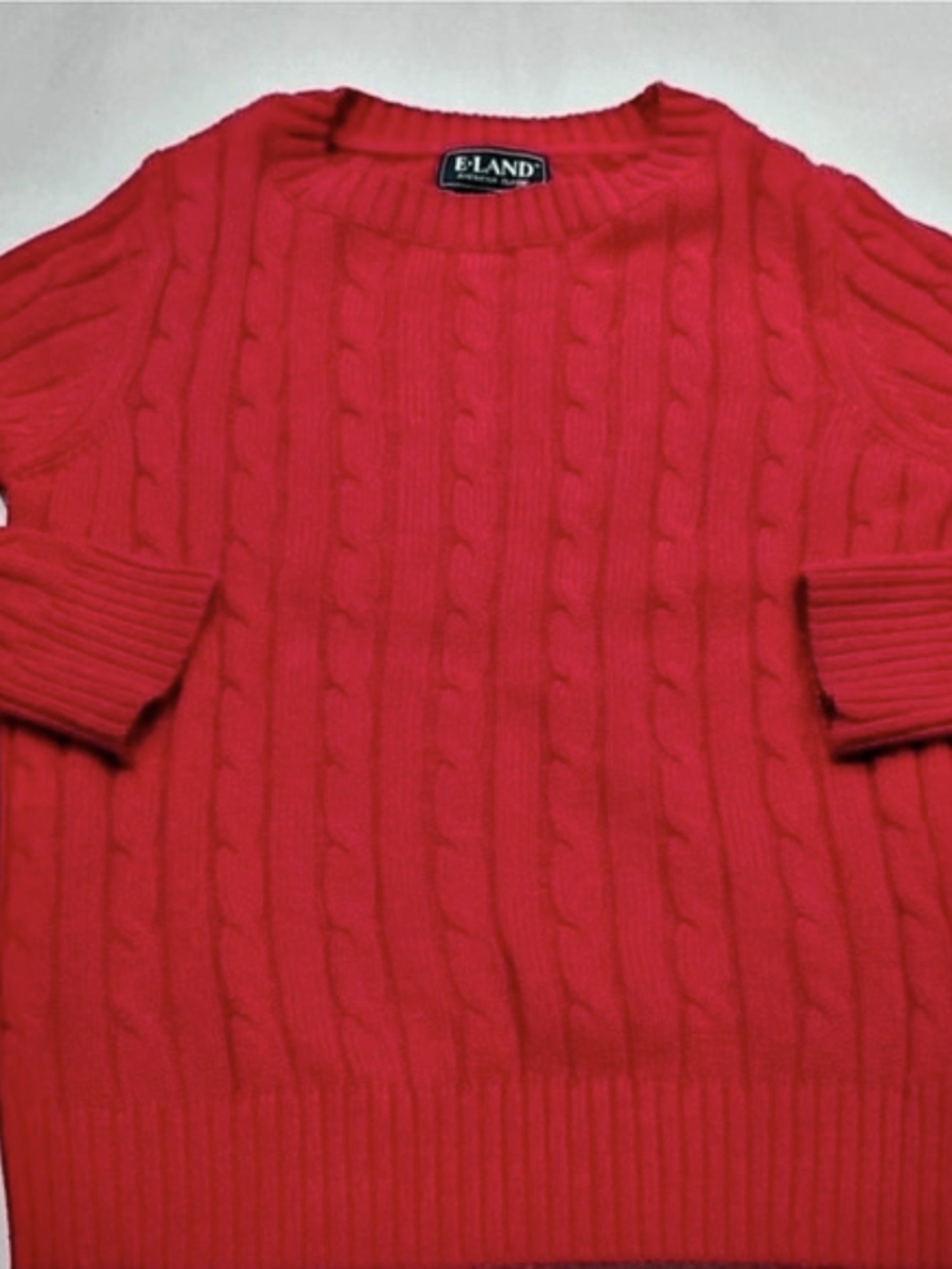 E-LAND American Classic Cable Knit Sweater Red Size 5